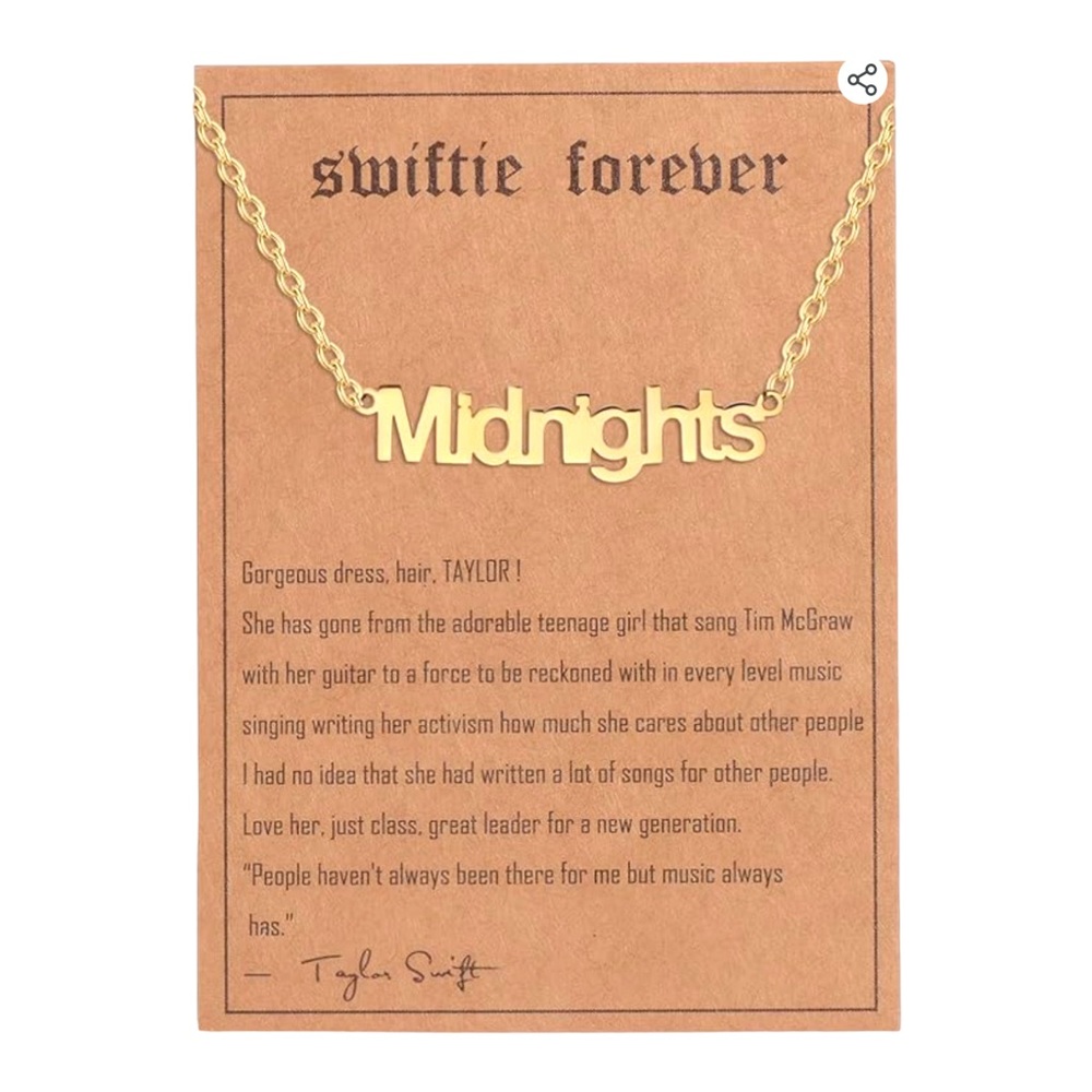 Taylor Swift Midnight Eras Tour Gold Stainless Steel Hypoallergenic Necklace